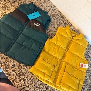 Puma Teal and Yellow Kids' Puffer Vests